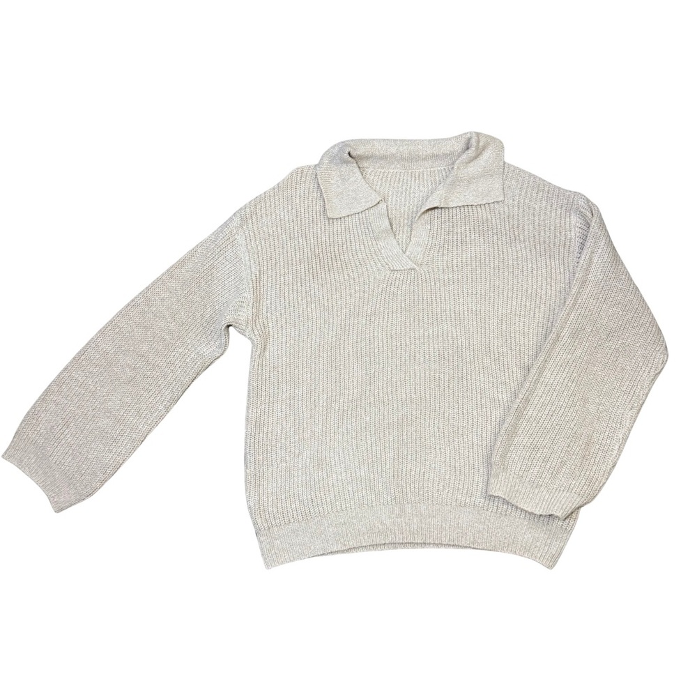 Women’s Oversized Cozy Cream Knit Sweater- XL